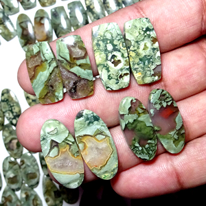 Par de riolita natural, piedra cabujón pulida lisa de jaspe, par de piedras preciosas sueltas de jaspe para hacer joyas - Product Image 5