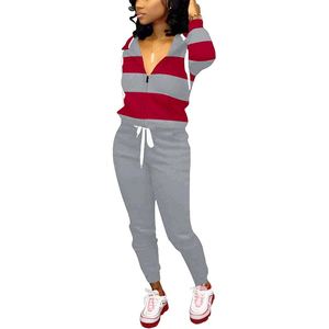 Trajes de chándal de 2 piezas con cremallera ecológicos personalizados para mujer, todos los colores disponibles, venta al por mayor, precio barato, trajes de chándal de invierno - Product Image 1