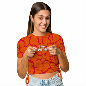 T-shirt court pour femme en tissu tricoté lisse, mode décontractée, coupe ajustée - Product Image 3