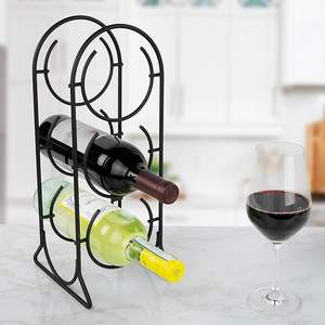 Soporte de almacenamiento personalizado único Alambre de metal negro Soporte de vino para el hogar Estante de vino - Product Image 5