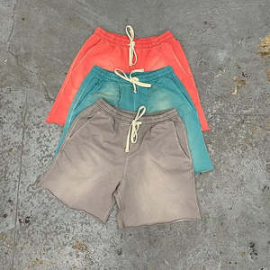 Pantalones cortos de algodón para hombre con estampado de puff, lavado ácido desteñido por el sol, ropa de calle, pantalones cortos de hombre con borde crudo, pantalones cortos de verano de alta calidad para hombre - Product Image 2