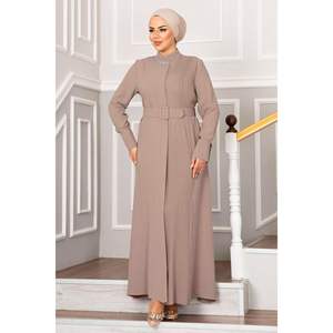 ชุดเดรสฮิญาบจีบระบายพร้อมปกประดับเพชร สีมิงค์ - Product Image 2