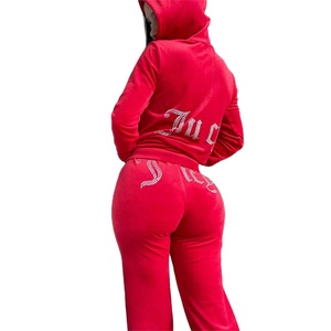 Conjunto Deportivo Casual de Dos Piezas para Mujer, 100% Algodón, con Pedrería, de Alta Calidad, para Invierno - Product Image 1