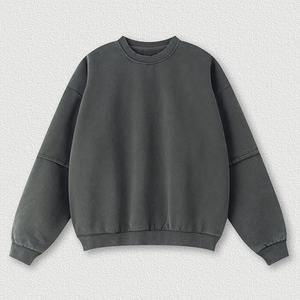 เสื้อสเวตเชิ้ตสไตล์วินเทจ ผ้าเฟรนช์เทอร์รี่ สตรีทแวร์ ล้างสีแบบแอซิด ดีไซน์ดิสเทรส ทรงโอเวอร์ไซส์ คอกลม - Product Image 3