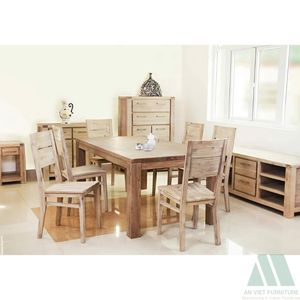 Juego de Comedor de Madera Sólida Fabricado en Vietnam, Ecológico, Duradero, Moderno, Elegante, No Plegable, Fácil de Montar, OEM Disponible para el Hogar - Product Image 2