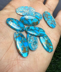 AAA + พลอยทรงหลวมขนาดรูปไข่ทำจากทองแดงสีฟ้า12X24เทอร์ควอยซ์ - Product Image 3