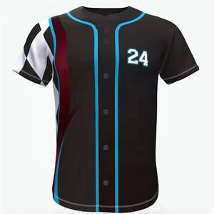 Conjunto de Jersey de ropa deportiva a rayas azules con botones completos para hombre, uniformes de equipo de béisbol y softbol de talla grande transpirables impresos - Product Image 6