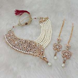 Kriaa <b>Fine</b> <b>Jewelry</b> <b>Set</b> 1103656 Gold-Plated Necklace with Austrian Stone Pearl - Product Image 1