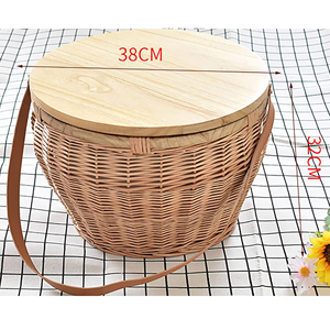 Cesta de playa más vendida, cesta enfriadora de picnic de ratán con tapa de madera para acampar, cesta de almacenamiento de alimentos, venta al por mayor de Vietnam - Product Image 2