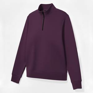 เสื้อสเวตเชิ้ตผู้ชายแบบมีซิปครึ่งตัว ผ้าฟลีซคุณภาพสูง เป็นมิตรกับสิ่งแวดล้อม สำหรับฤดูหนาว มีกระเป๋า ผลิตจากโพลีเอสเตอร์/คอตตอน ย้อมสีพื้น - Product Image 2