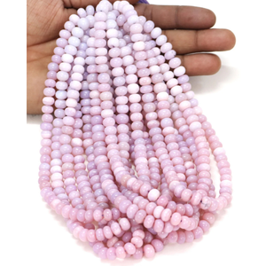 Hermosas Cuentas de Ópalo Rosa en Forma de Rondel Liso, 15 Pulgadas, Cuentas de Piedras Preciosas de Ópalo Rosa en Forma de Rondel Liso, Cuentas de Calidad, Joyería - Product Image 2