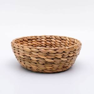 Panier en jacinthe d'eau naturelle, en forme de bol, contenant de rangement, tressé à la main, petits paniers peu profonds - Product Image 5