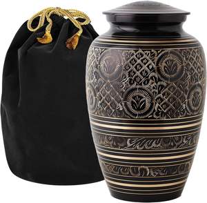 Urna de cremación de latón platino negro profundo y dorado para cenizas humanas adultas grandes urnas conmemorativas funerarias hechas a mano urna de latón - Product Image 6