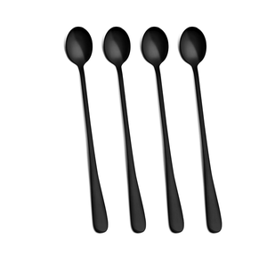 Cuillère en acier miroir Cuillère à dessert noire mate à long manche Tailles personnalisées et restaurants utilisés - Product Image 3