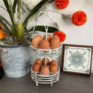 Top Selling Aluminium Casted Metal Egg Rack With Pearl Beaded Design Shiny Silver Color Plated <b>Shelving</b> Unit Tool Egg Holder - Product Image 5