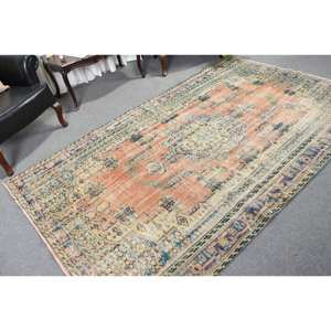 Clásico naranja Beige 5,4X8,5 pies alfombra turca lana PP diseño de retazos para sala de estar pasillo entrada rectángulo rayas látex - Product Image 5