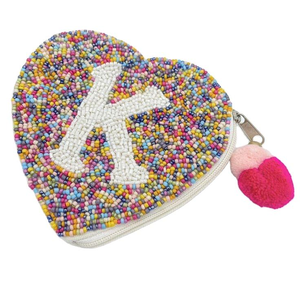 Monedero con cuentas al por mayor para niñas y mujeres, carteras con logotipo de letra B, cuentas de semillas, Mini monedero con cremallera y bordado de corazón - Product Image 2