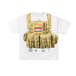 Camiseta Vintage de gran tamaño con estampado de algodón 100% personalizado para hombre, estilo Hip Hop, cuello redondo, peso pesado, longitud corta, impresión Digital - Product Image 4