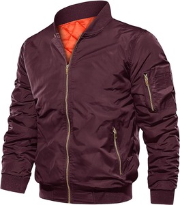 แจ็คเก็ตบอมเบอร์มีซิปสไตล์ลำลองสำหรับผู้ชาย, เสื้อโค้ทฤดูหนาวสีพื้น - Product Image 1