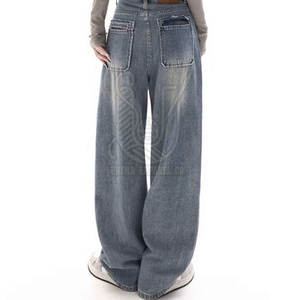 Custom Casual Summer Mid Corduroy High Quality <b>Women</b> <b>Baggy</b> <b>Jeans</b> Pant Solid Color Comfortable - Product Image 5