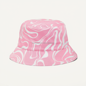 Trendy Pink Marble Swirl Print Bucket <b>Hat</b> Summer Outdoor Cotton <b>Sun</b> <b>Hat</b> for Women & <b>Men</b> Fashionable Beach Fisherman Cap - Product Image 6