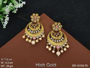 เครื่องประดับโบราณสูงทองโปแลนด์ออกแบบพรรคสวม Chand บาหลีสไตล์โบราณต่างหู - Product Image 3