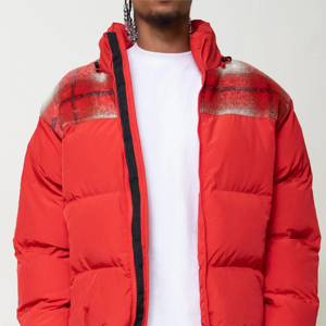 Chaqueta acolchada de color rojo para hombre con logotipo personalizado, cuello levantado, impermeable, transpirable, OEM disponible, el mejor Material - Product Image 2