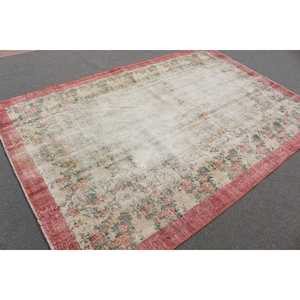 พรมวินเทจขนาดใหญ่ 6.3x9.3 ฟุต พรมตุรกี พรมขนสัตว์ลายสัตว์สีแดง - Product Image 2