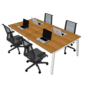 โต๊ะกลุ่ม 4 ชิ้น รุ่นโมเดิร์น AtonBamboo ขนาด 240x120 ซม. พร้อมขาเหล็กประกอบสำเร็จ - Product Image 1