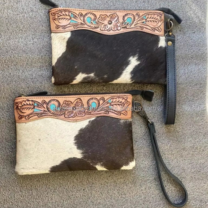 Bolso de mano de cuero con herramientas a mano tallado bolso de mano de cuero genuino Cartera de cuero occidental carteras con estilo único para mujer - Product Image 2