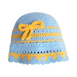 Crochet Fisherman Adult Seamless 56-58CM Women's Color-<b>Block</b> Knitted Summer Hand-Woven Hollow Bucket Casual Face-Slimming Hand - Product Image 5