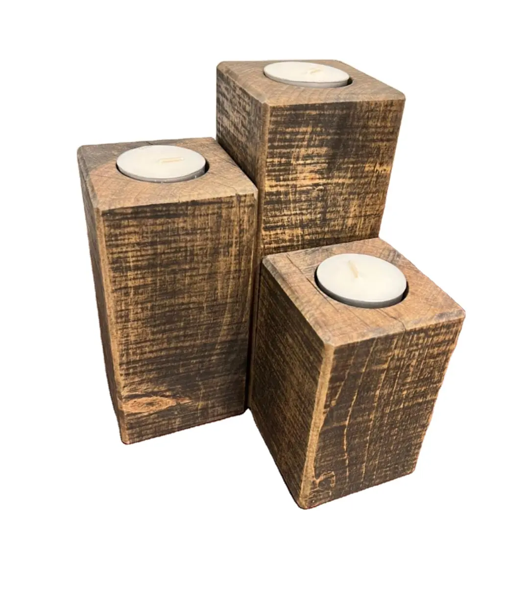 Antique Wooden Square Shape Tea Light Candle Holder Handmade Wooden Candle Holder for use Home Decorative item and gifting