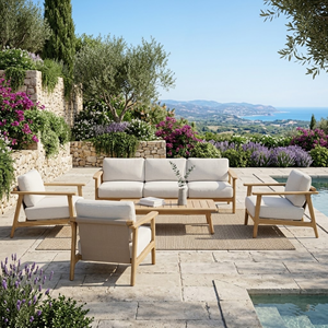 Conjunto de Sofás Contemporáneos para Jardín Tropical, con Estructura de Madera, para Exteriores, Ideal para Resorts, Piscinas, Hoteles, Villas, Playas y Proyectos de Hostelería - Product Image 1