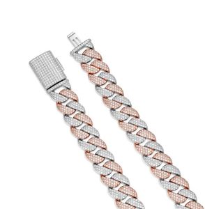 Pendentifs et breloques en acier inoxydable 925, entièrement sertis de moissanite VVS, deux tons, style Miami Cuban, 15 mm - Product Image 2