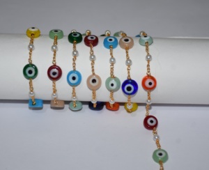 Magnifique chaîne de perles multicolores et de perles de rocaille, plaquée or, faite à la main, pour la création de bijoux - Product Image 5