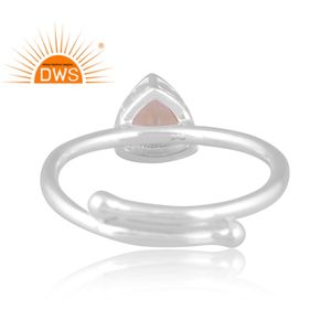 แหวนเพชรรูปสามเหลี่ยมสีเงินสเตอริ่ง,ทำด้วยมือผลิตเครื่องประดับ - Product Image 4