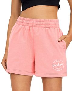 Pantalones Cortos Deportivos de Alta Calidad al por Mayor OEM, Pantalones Cortos Deportivos de Algodón Francés Personalizados con Bordado, Lisos, Casuales, para Mujer - Product Image 6