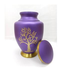 Urnas Metálicas Modernas de Lujo en Tono Púrpura con Elegantes Grabados Hechos a Mano y Ecológicos que Conservan Mensajes Personales y Nombres para Siempre - Product Image 1