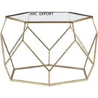 Table d'appoint et de bout en métal doré de luxe avec verre transparent Dernière table basse de salon et de chambre à coucher antiques au prix le plus bas