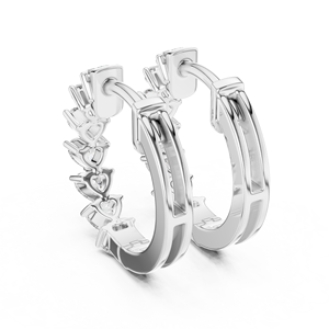 Juego de Aros de Oro Blanco de 18 Quilates con Baño de Rodio, Diamantes Cultivados en Laboratorio con Corte Corazón, Certificados por IGI, para Uso Diario, Eventos Glamurosos, San Valentín - Product Image 3