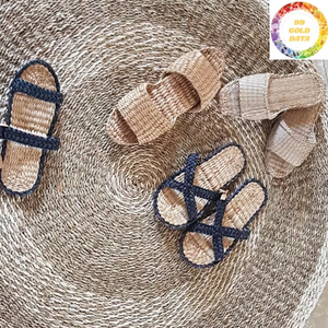 Proveedor de Vietnam, Zapatillas de casa de jacinto de agua Natural, calzado de Casa de interior tejido ecológico para hombres y mujeres - Product Image 1