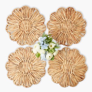 Scalloped water hyacinth <b>placemat</b> dining table accessories handbraided charger plate <b>placemats</b> - Product Image 6