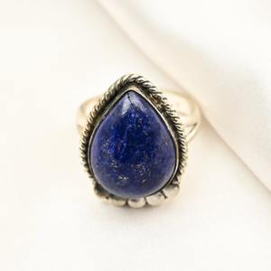 Anillo de piedras preciosas de lapislázuli de Plata de Ley 925 estilo bohemio, joyería hecha a mano, anillo de plata, joyería para mujer, regalo de boda para ella - Product Image 3