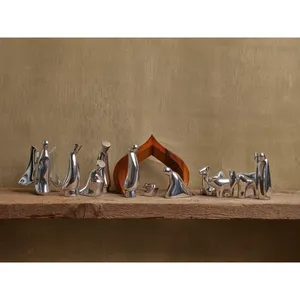 Natividad de vacaciones moderna de 12 piezas en decoración de mesa plateada Idea de regalo de Navidad ecológica Tela de Papá Noel eléctrica - Product Image 5