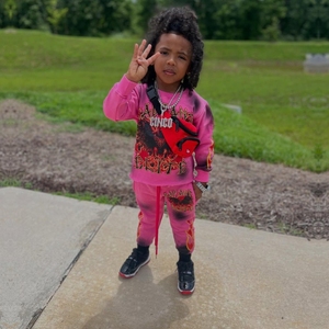 Observex Survêtement Broderie en Détresse Jogging Sweat à Capuche et Jogger Pantalon de Survêtement Ensemble Survêtement Évasé pour Homme - Product Image 1