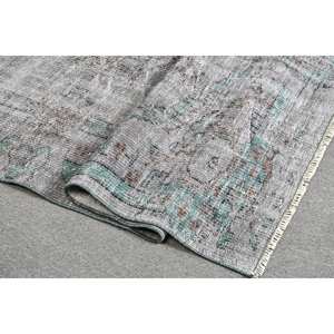 Tapis turc vintage 5.2 x 8.9ft gris vert laine tissage plat Patchwork motif pour salon décor Latex support pour couloir - Product Image 2