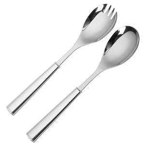 Ensemble de serveurs à salade en métal classique manche en bois ustensile de service à manger intemporel ustensiles de cuisine décoratifs - Product Image 3