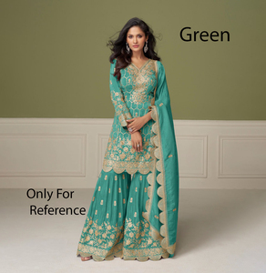 Hermoso traje Sharara de georgette estilo indio tradicional con dupatta de diseñador para mujer, hermoso vestido de fiesta. - Product Image 1