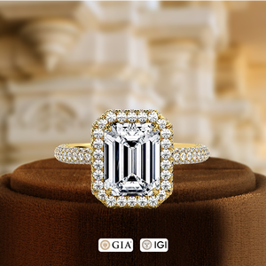 Anillo de Compromiso con Diamante Cultivado en Laboratorio de 1 Quilate, Anillo de Aniversario de Oro Sólido de 14k con Pavé 3D, Anillo de Boda con Halo de Diamantes - Product Image 2