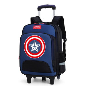 Capital American School Bag With Trolly Design Lunch Bag Kits Boy's Liked Navy Red White Classic Colors Back To School Bag - Product Image 1